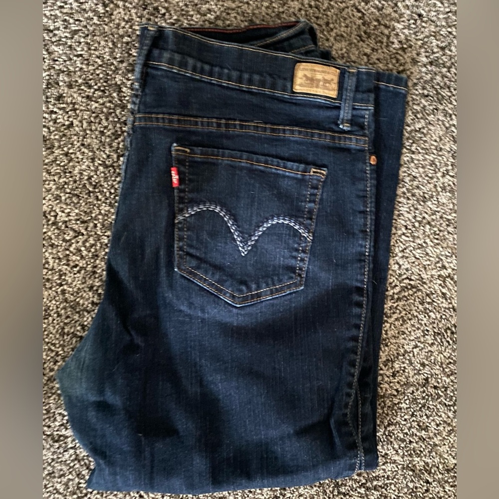 Levis 512 Jeans Dark Blue 12 Capri Perfectly Slimming Ankle Pencil Stretch Denim